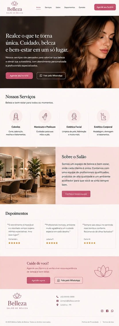 Exemplo de site — Site para salão de beleza