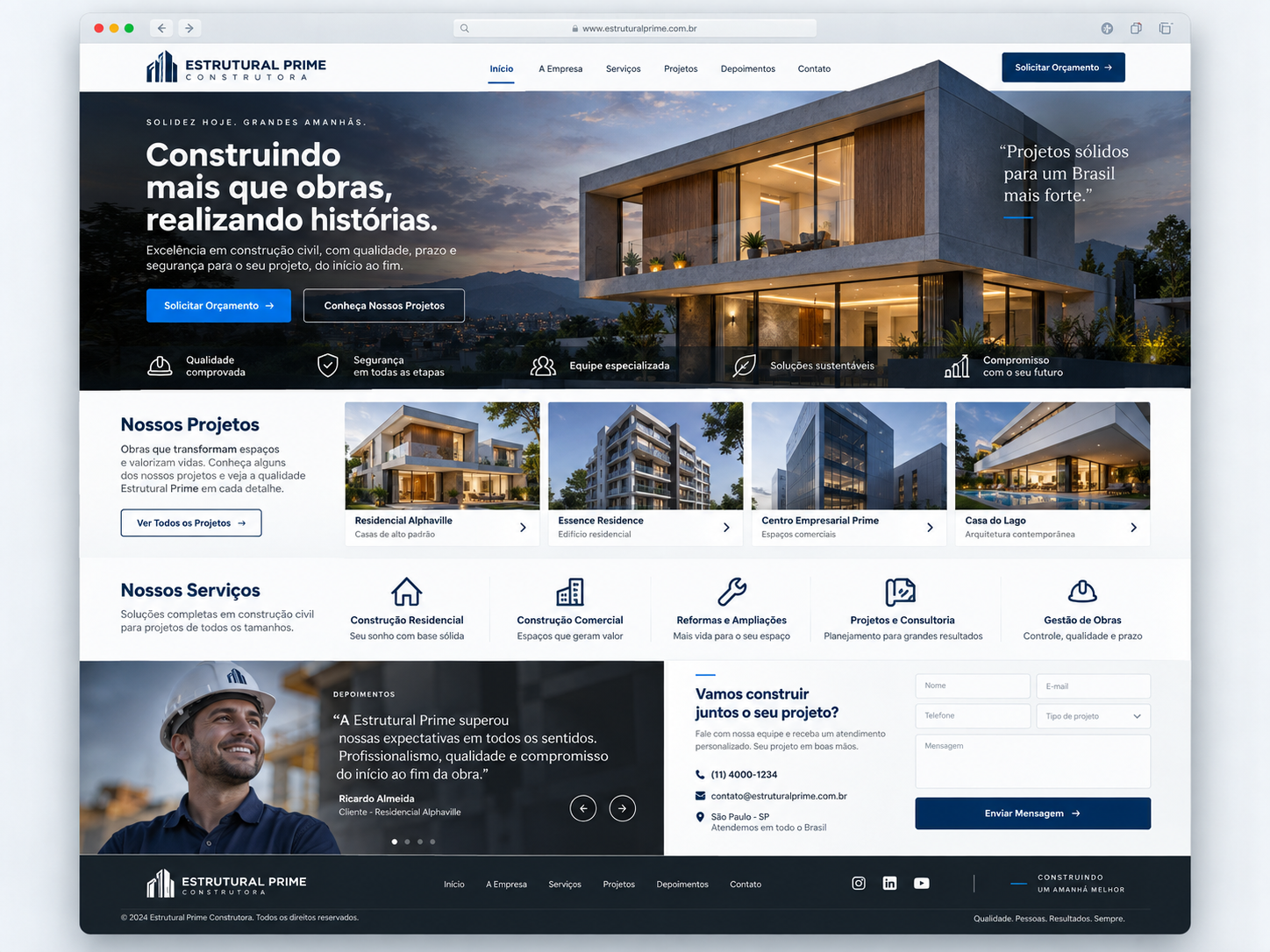 Exemplo de site — Site para construtora
