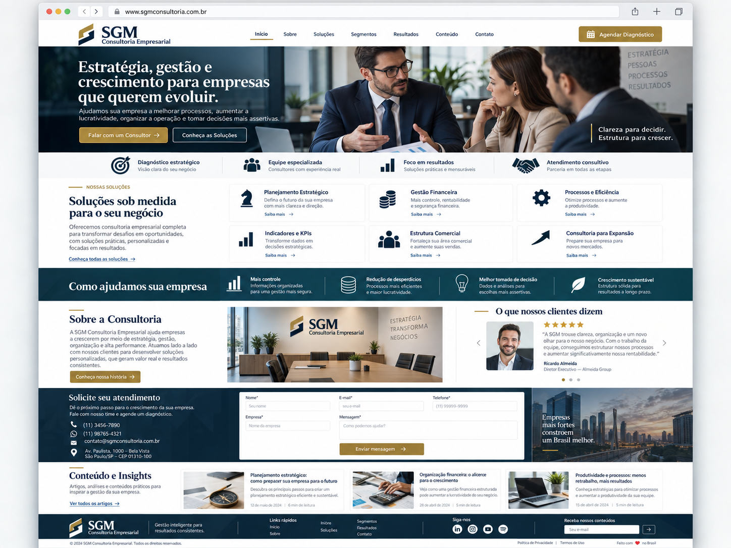 Exemplo de site — consultoria empresarial