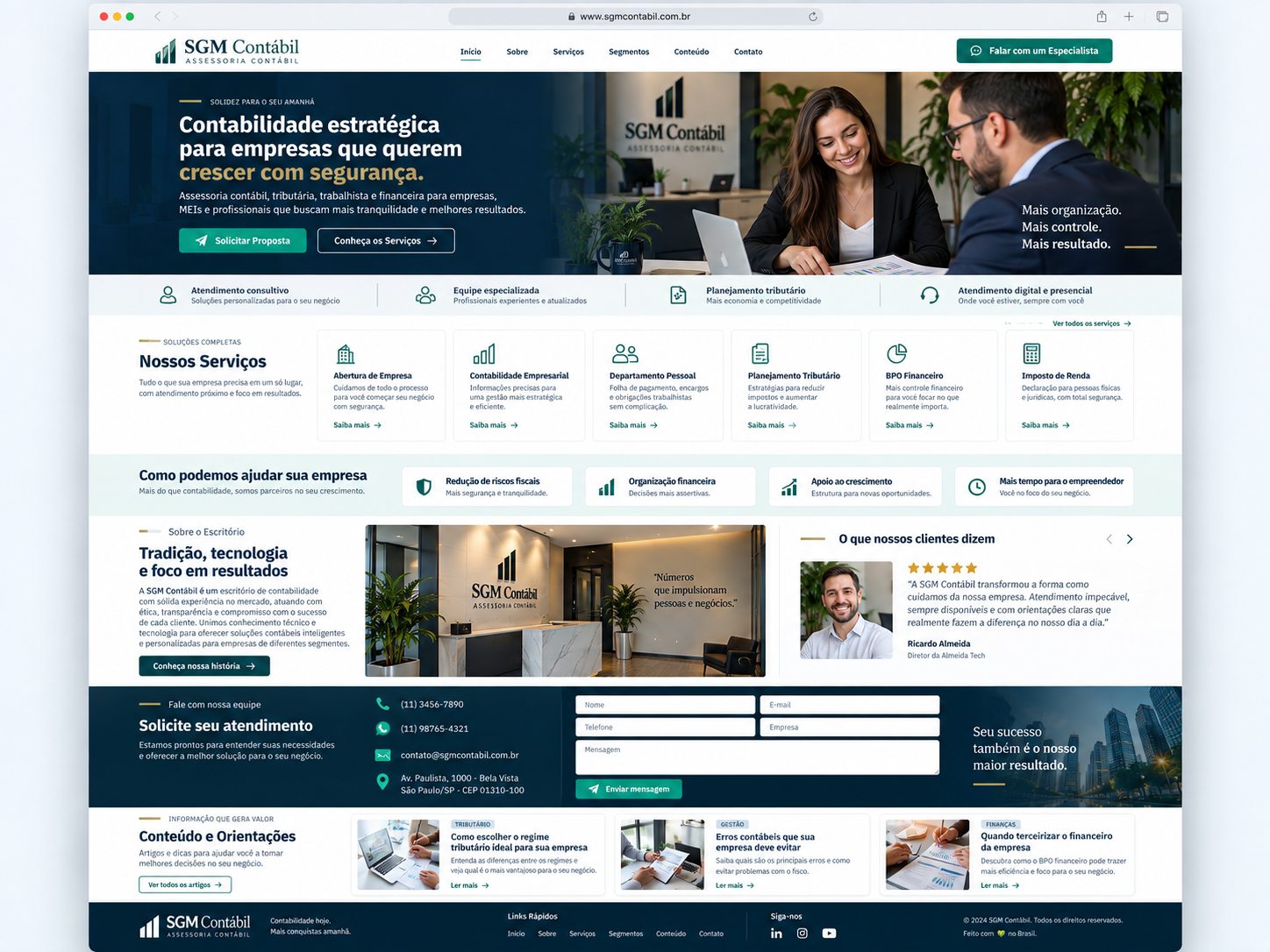 Exemplo de site — assessoria contábil