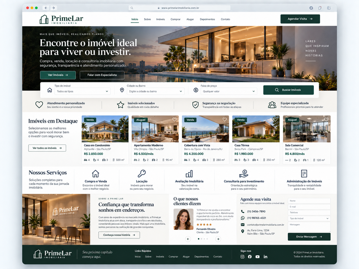 Exemplo de site — Site para imobiliária