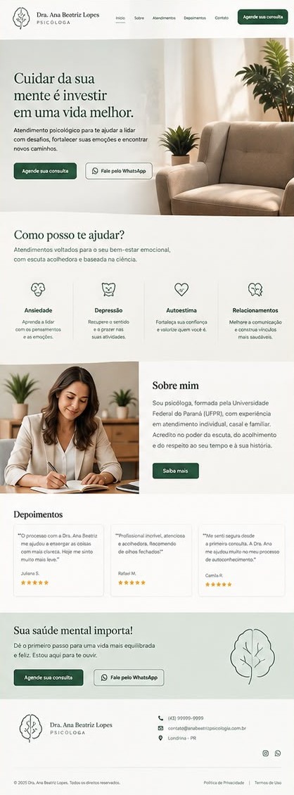 Exemplo de site — Site para psicóloga