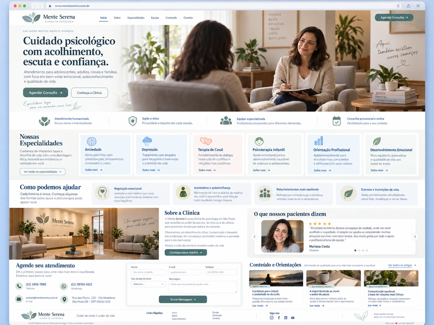 Exemplo de site — clínica de psicologia