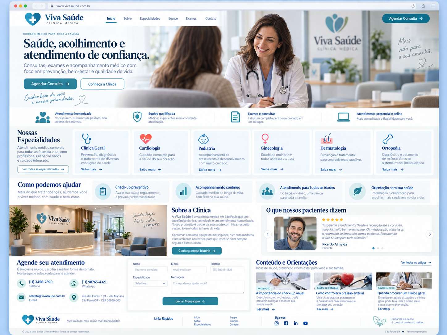 Exemplo de site — clínica médica